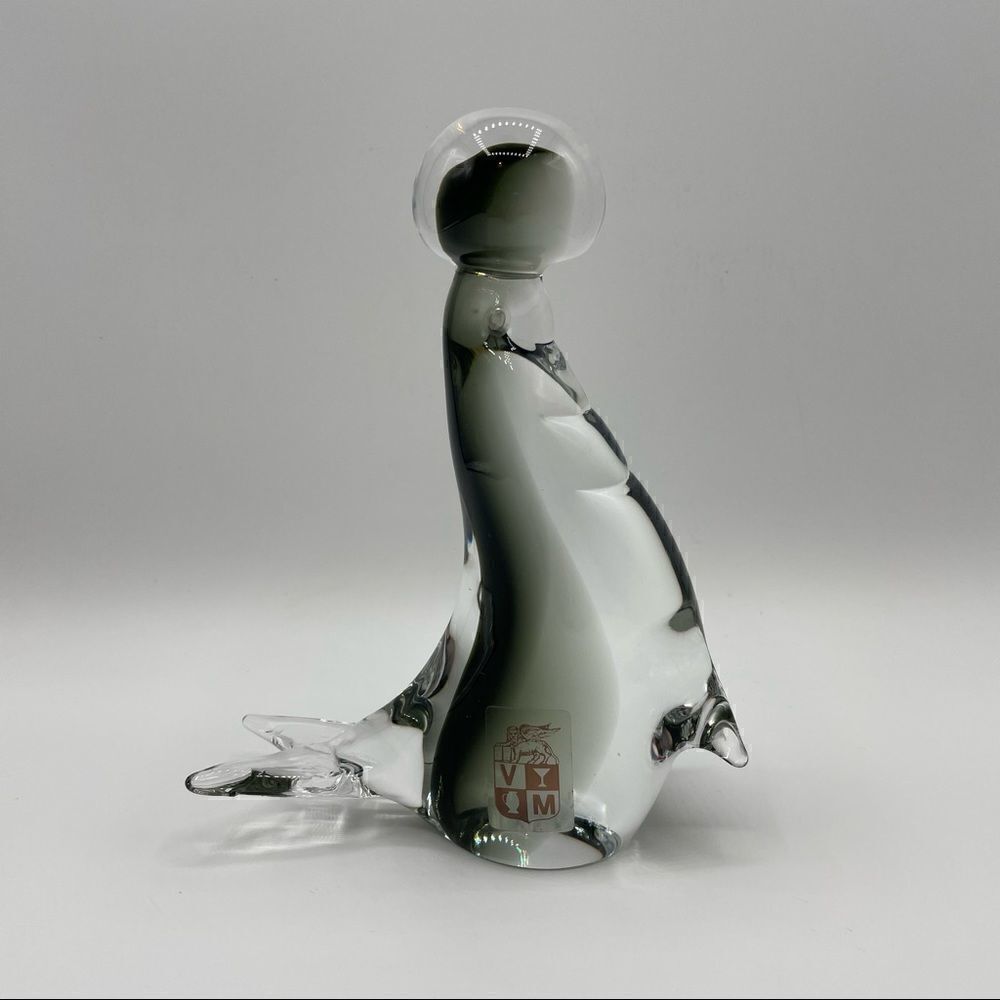 Murano Smoke Glass Seal Walrus Sea Lion Figurine